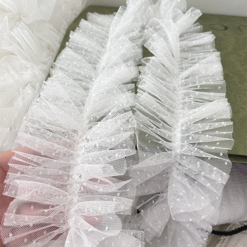 Factory sell 9cm pink super dense dot organ fold garment modeling pleat lace trim accessories