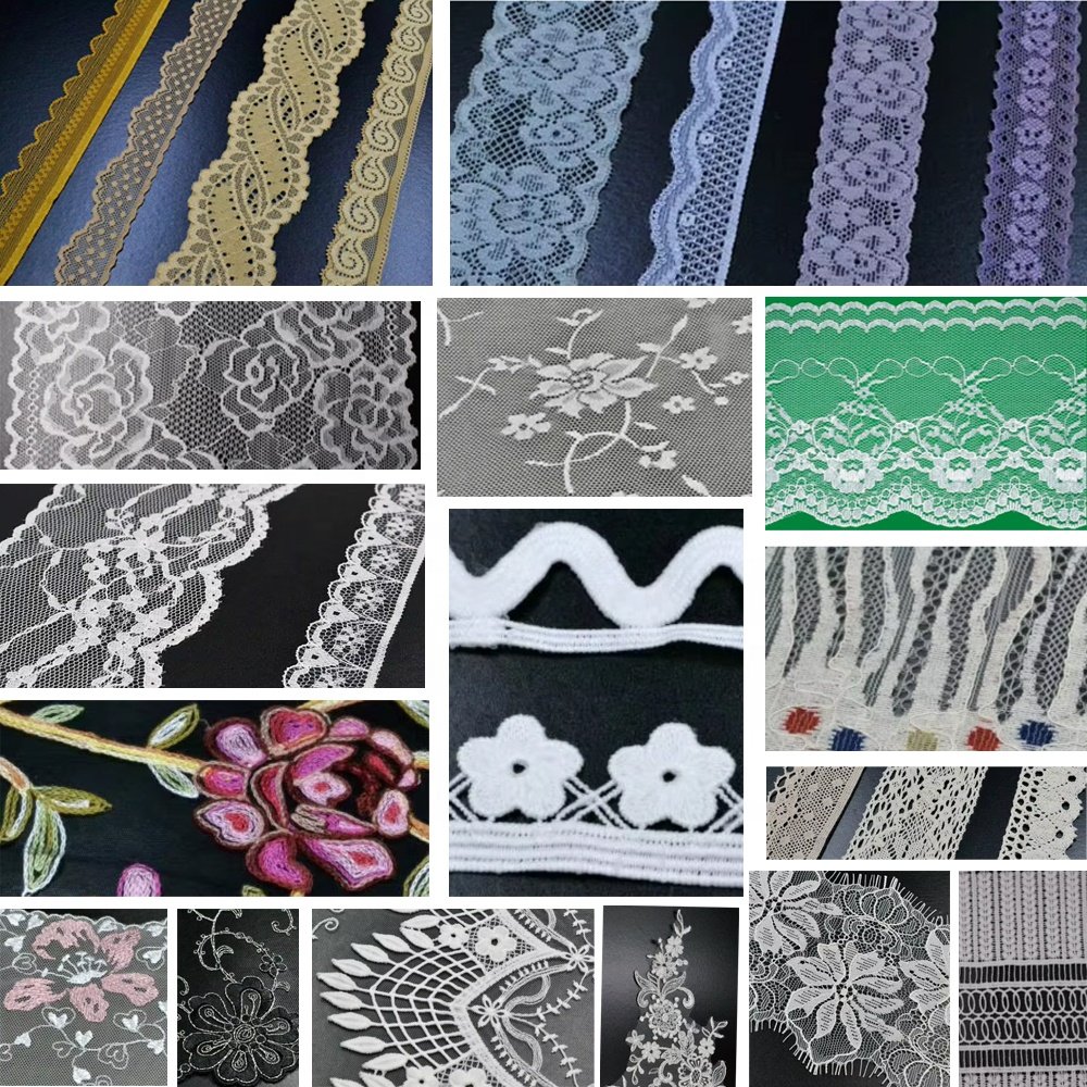 Tuton Cotton trim lace fabric wholesale Custom Fashion Crochet Elastic Nylon Elastane 6.0/6.2 CM Lace For Dress