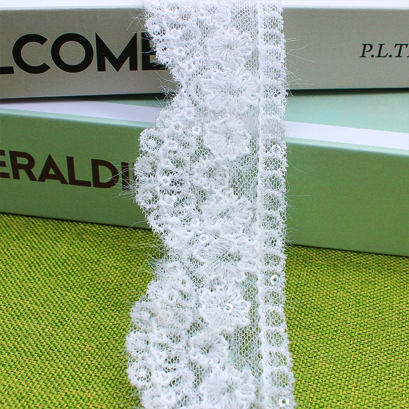 High quality wool sequin embroidered lace French lace trim Guipure Lace for clothing