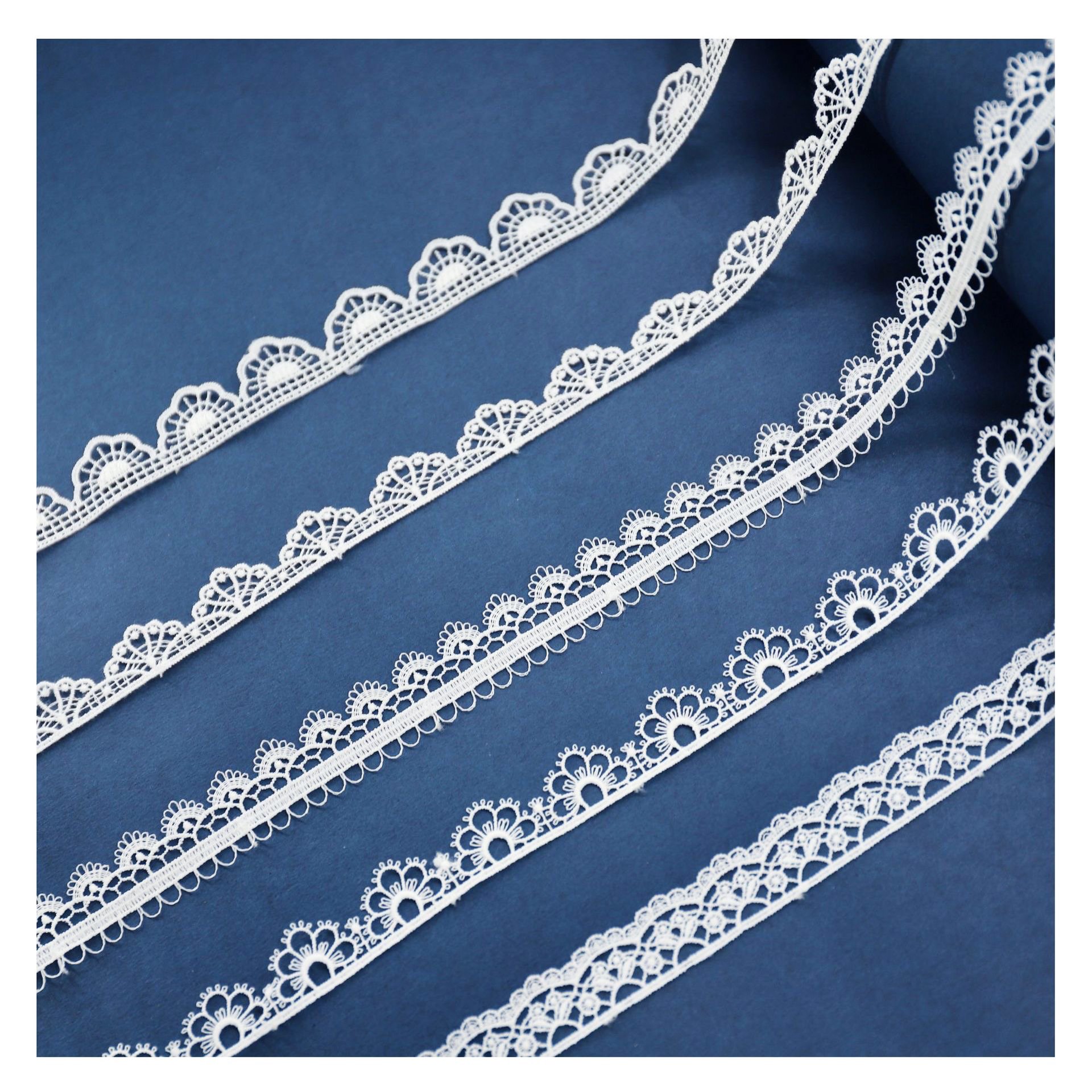 Spot wholesale price 1.8 cm wide polyester fine lace trim for clothing