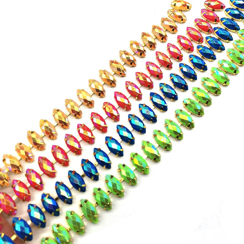 2025 China factory wholesale New Dressing Decorative Colorful Crystal Rhinestones Sew On Rhinestone Trims