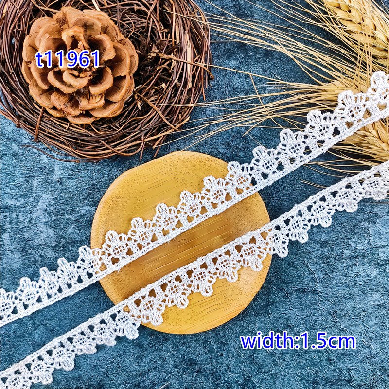 Manufacturer wholesale low price 1.5cm polyester guipure White Embroidery lace trim for Bridal dress garment t11961