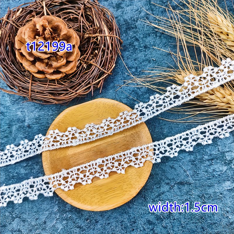 Manufacturer wholesale low price 1.5cm polyester guipure White Embroidery lace trim for Bridal dress garment t11961