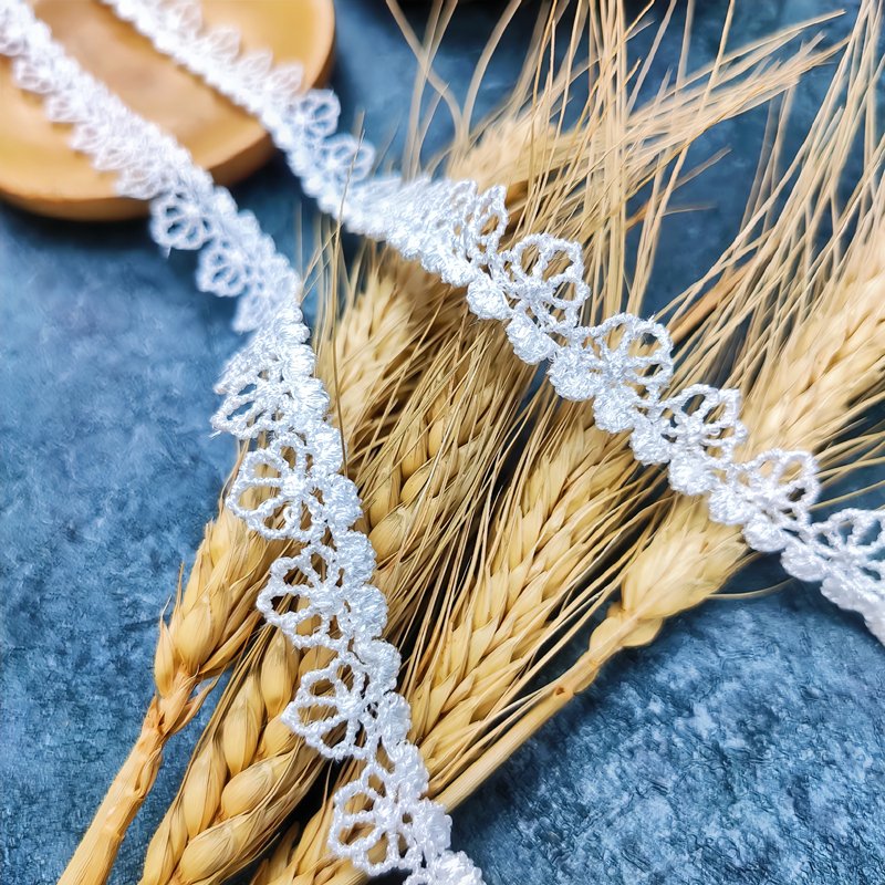 Manufacturer wholesale low price 1.5cm polyester guipure White Embroidery lace trim for Bridal dress garment t11961