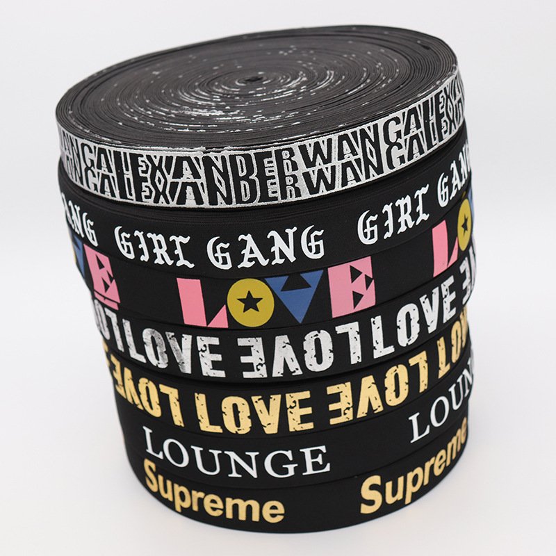 Free sample Woven Knitted Jacquard Ribbon Custom logo Nylon/Polyester webbing trims For Underwear