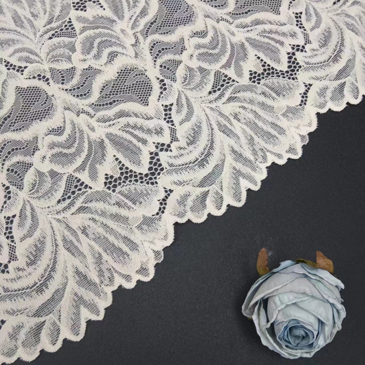 22 cm Customizable Colors Voile Nylon Spandex Black Lace Fabrics Tulle Elastic Roll White Lace Trim Women's Bra Decorative