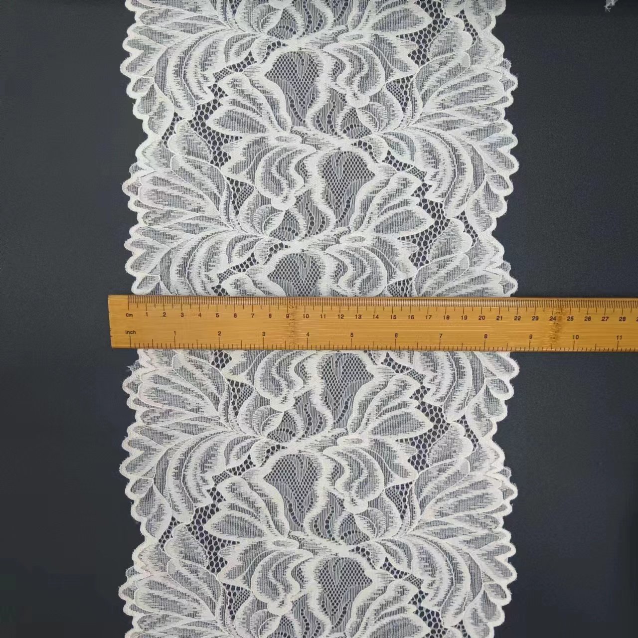 22 cm Customizable Colors Voile Nylon Spandex Black Lace Fabrics Tulle Elastic Roll White Lace Trim Women's Bra Decorative