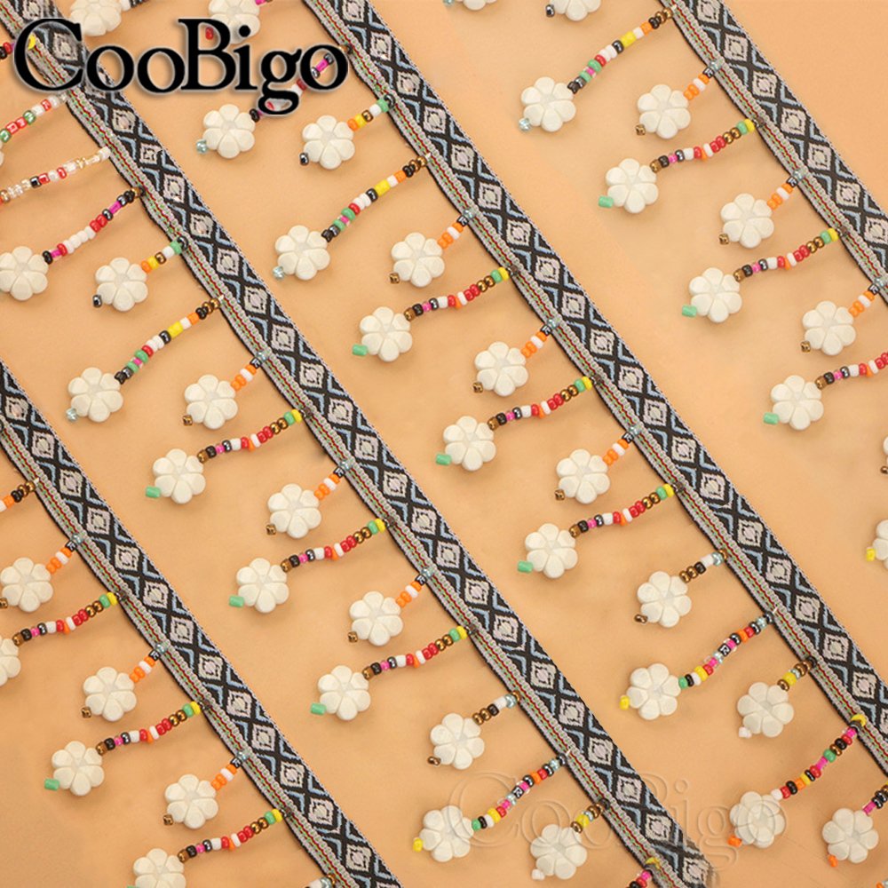 10Yards National Lace Trim Beading Tassel Ribbon Bead Fabric DIY Curtain Clothing Home Textile Decoration Handmade Accessories