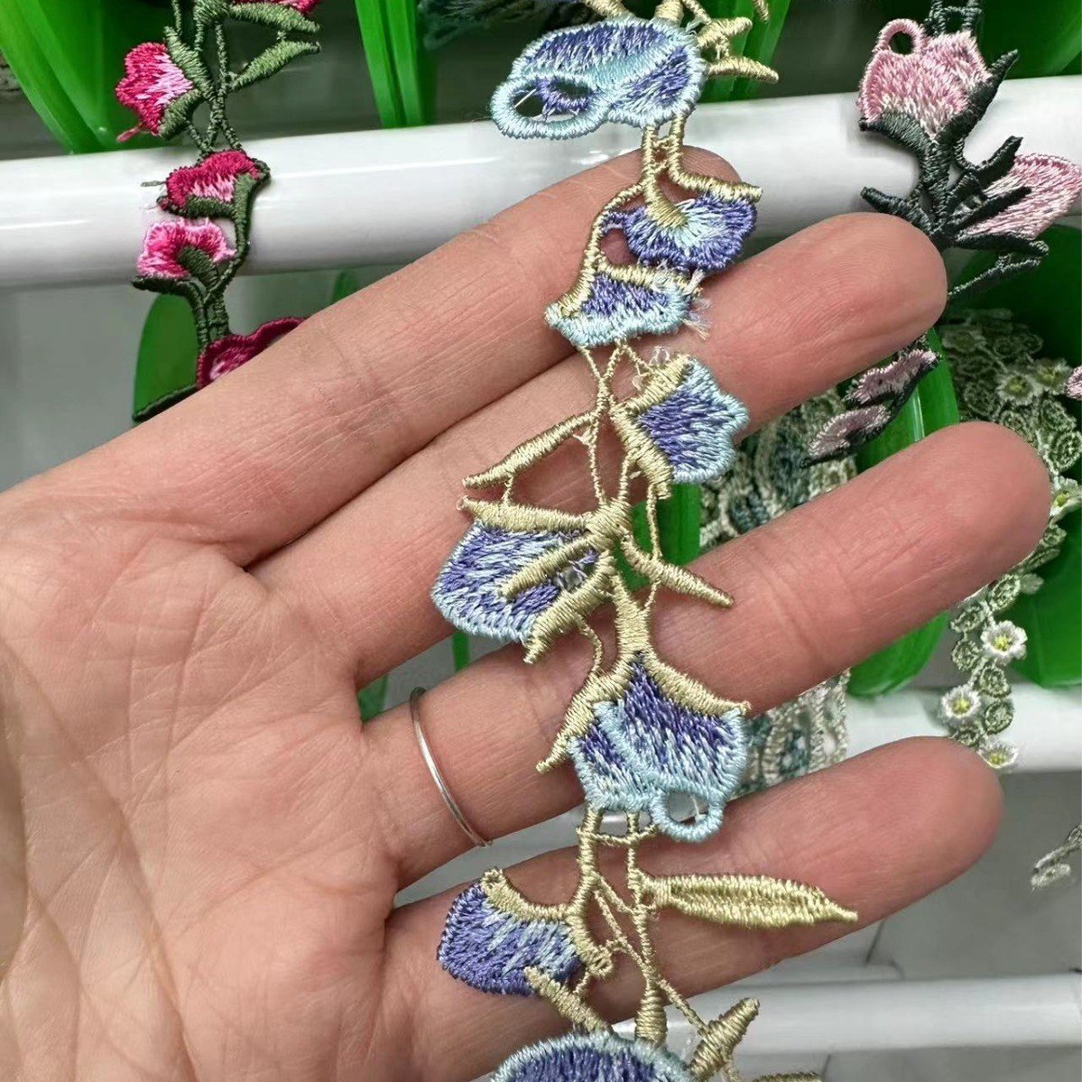 width 2 cm embroidery necklace Lace Trimming colorful Polyester Lace ribbon for dress