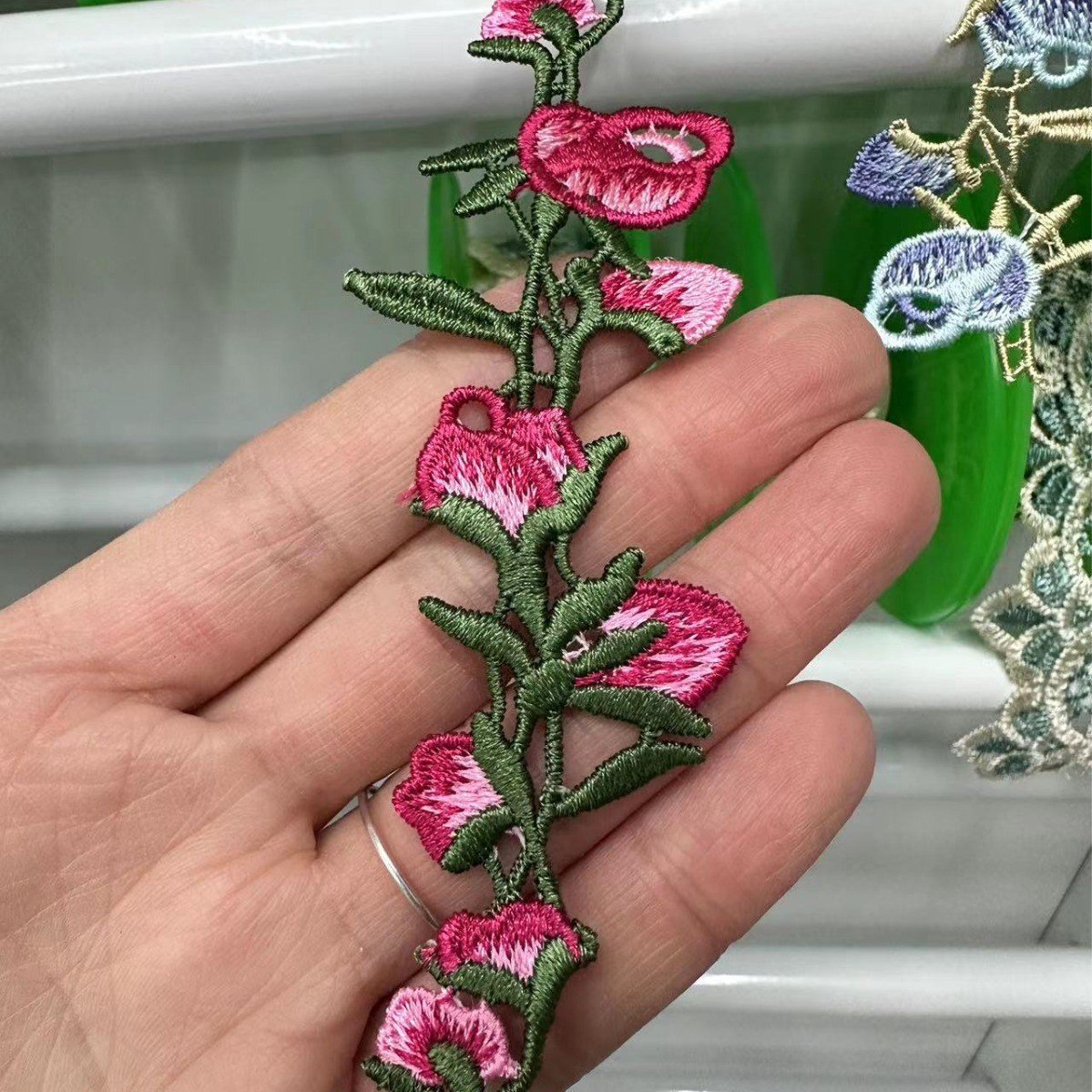 width 2 cm embroidery necklace Lace Trimming colorful Polyester Lace ribbon for dress