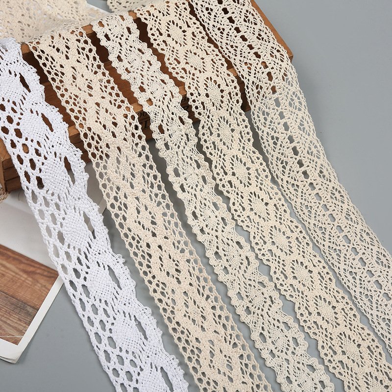 Wholesale Custom Luxury Ribbon Crochet Lace, 100% Cotton Crocheted Embroidery Lace trimming
