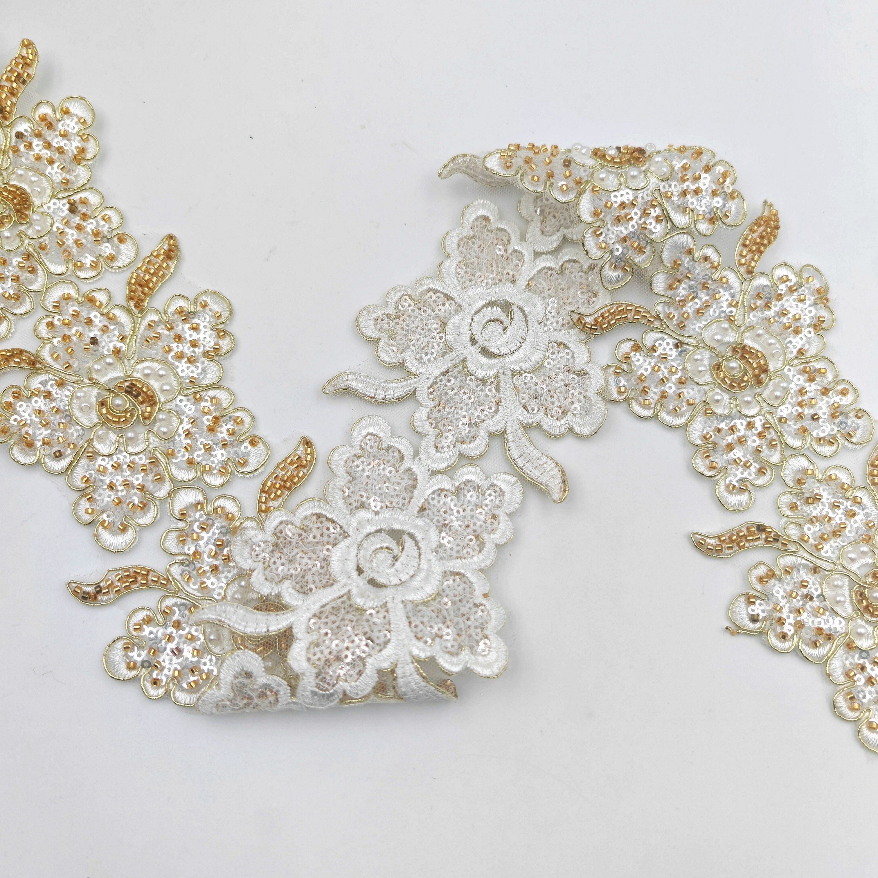 Sequins Bead Embroidery Lace sequin fabric wholesale Trim french tulle lace fabric for wedding evening dress