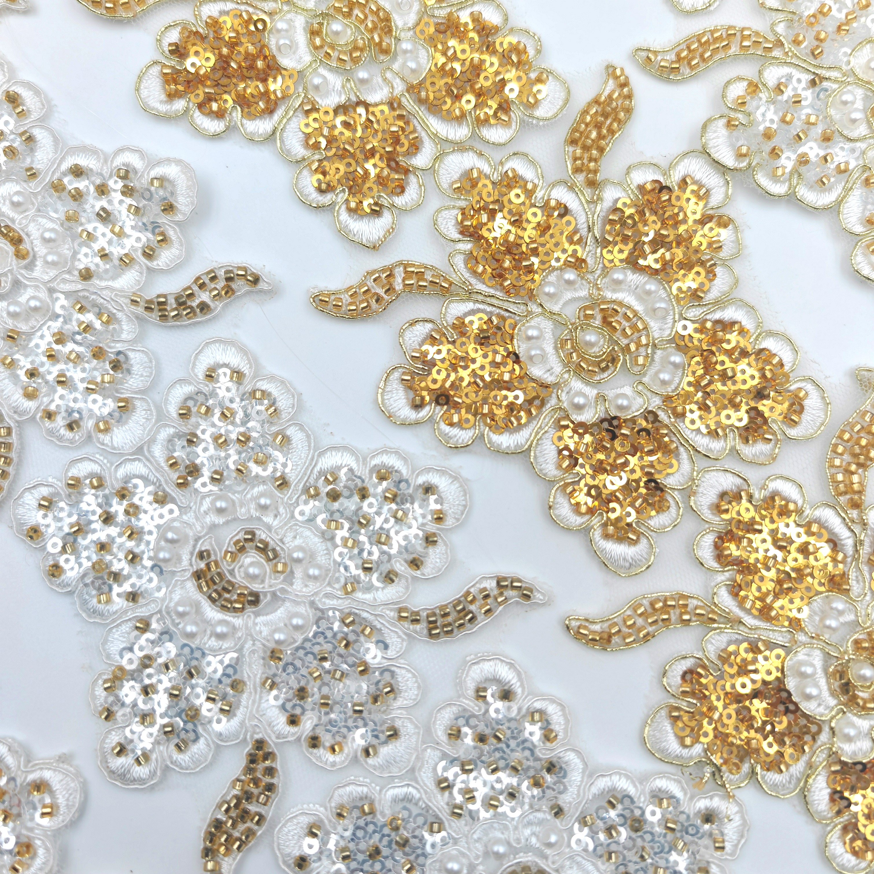Sequins Bead Embroidery Lace sequin fabric wholesale Trim french tulle lace fabric for wedding evening dress