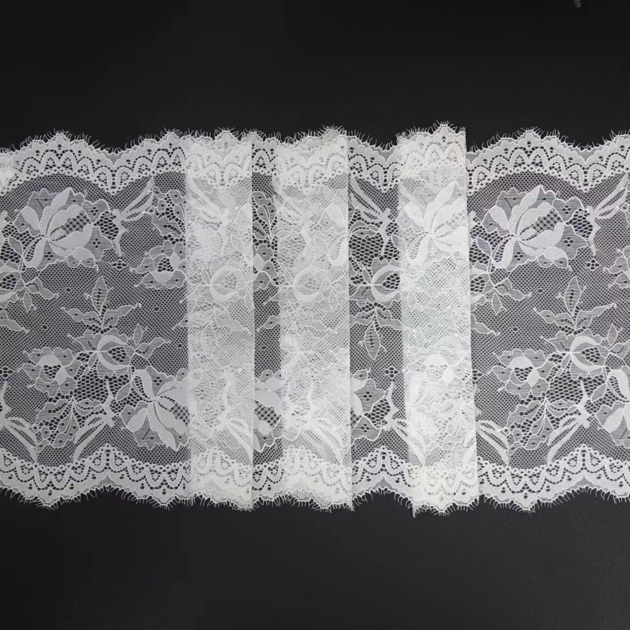 24 cm White Voile Nylon Spandex Elastic Lace Trim Fabric Knitted for Women's Underwear Accessories Use