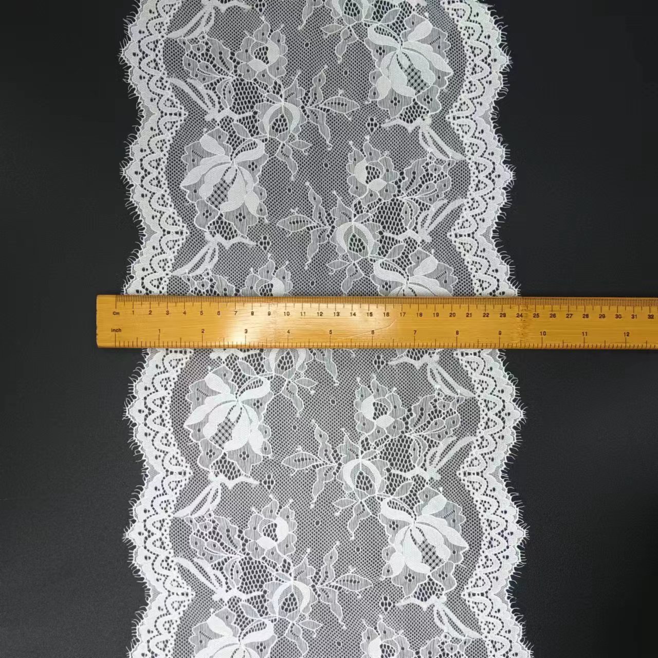 24 cm White Voile Nylon Spandex Elastic Lace Trim Fabric Knitted for Women's Underwear Accessories Use