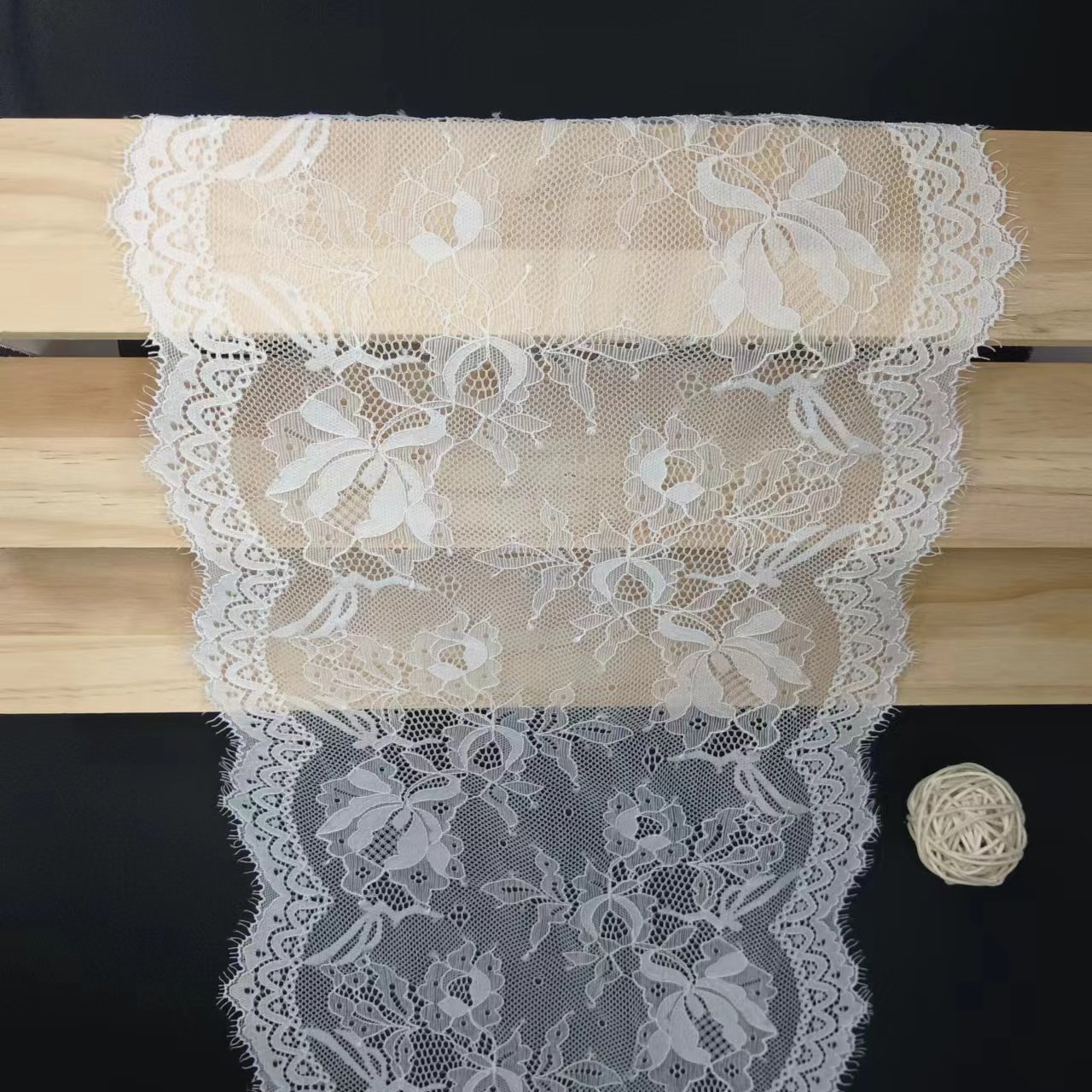 24 cm White Voile Nylon Spandex Elastic Lace Trim Fabric Knitted for Women's Underwear Accessories Use