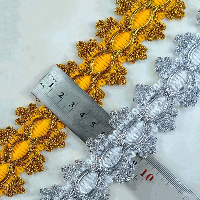 45mm diy garment accessories costume sewing material upholstery craft decorative webbing trimming edge metallic gold lace trims