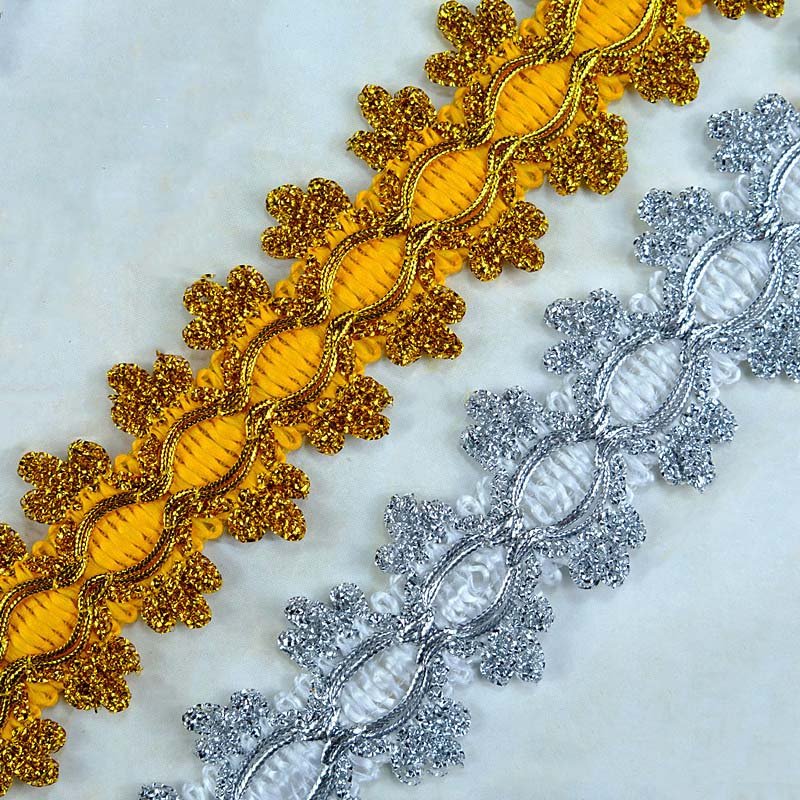 45mm diy garment accessories costume sewing material upholstery craft decorative webbing trimming edge metallic gold lace trims
