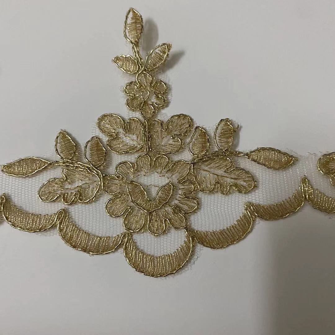 swiss voile lace austria,luxury gold lace trim for dress,organza border lace trim
