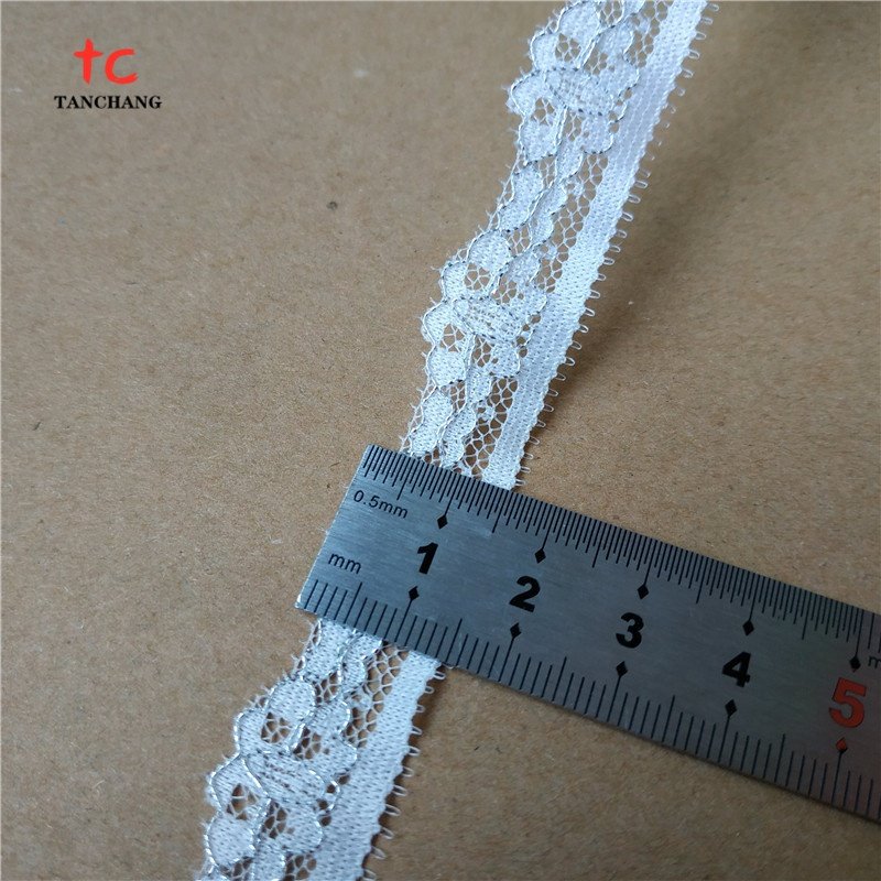Guangzhou factory supply 1.5cm silver lurex lace trim lycra lace for lingerie LSHB11