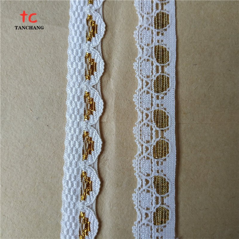 Guangzhou factory supply 1.5cm silver lurex lace trim lycra lace for lingerie LSHB11