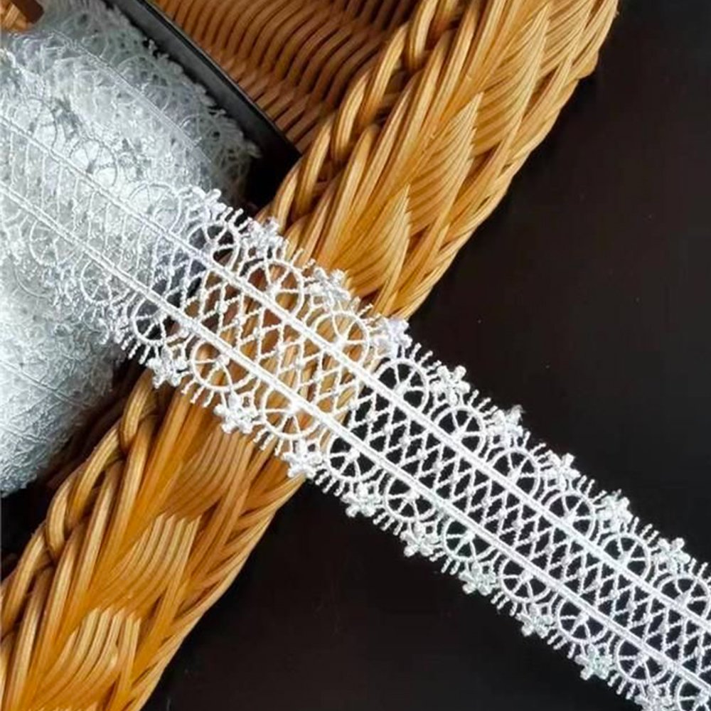 Polyester lace trim double side lace embroidery for bar code