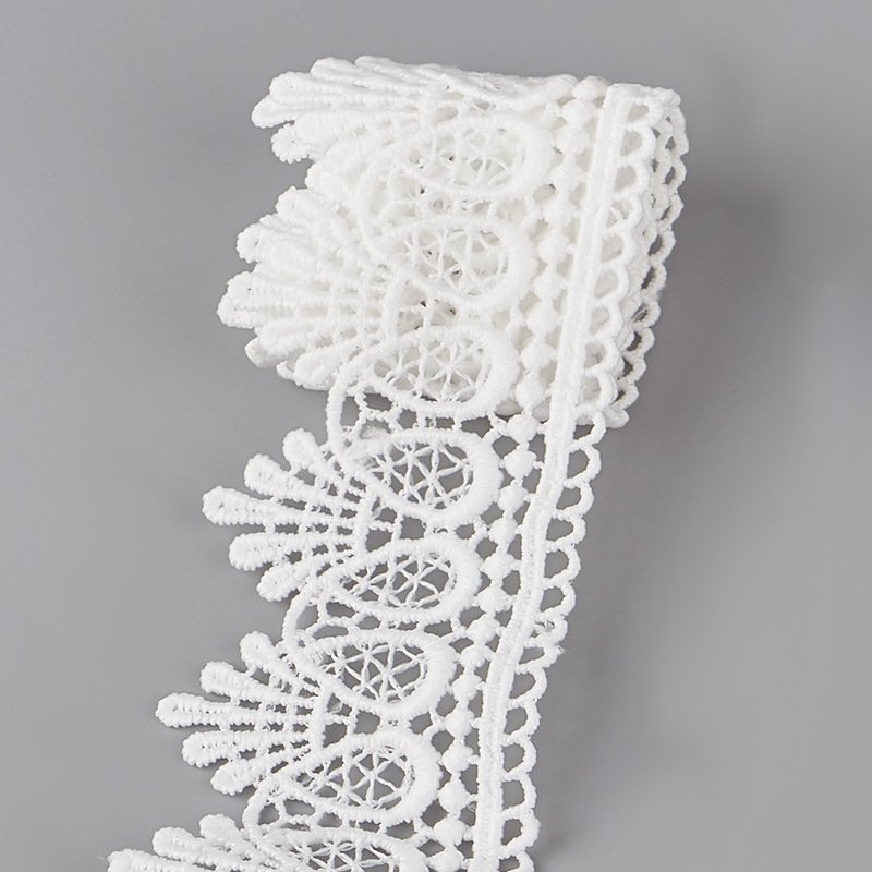 wholesale white water soluble lace band 4.5cm picot edged embroidery lace trim for ladies dress