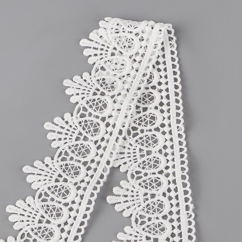 wholesale white water soluble lace band 4.5cm picot edged embroidery lace trim for ladies dress
