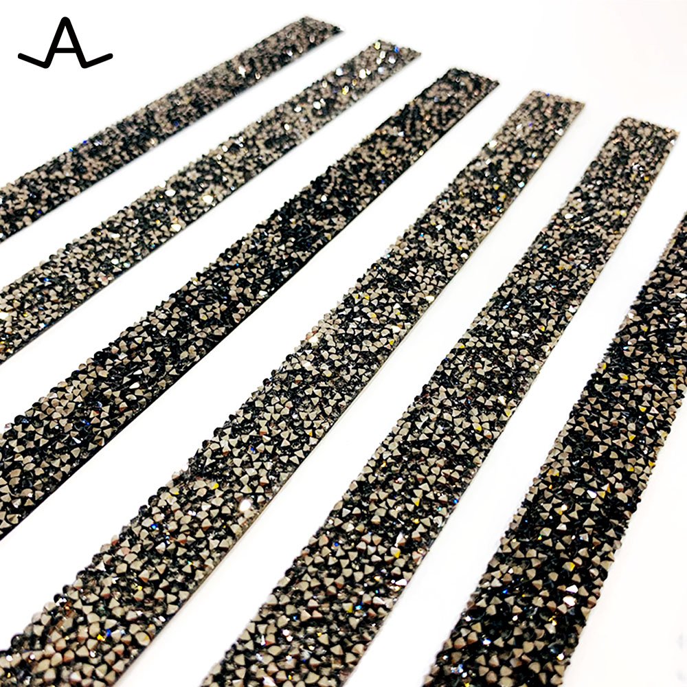 AILUN custom rhinestone trimming crystal fine rock ribbon for shoes garment hats 1.5cmX4cm