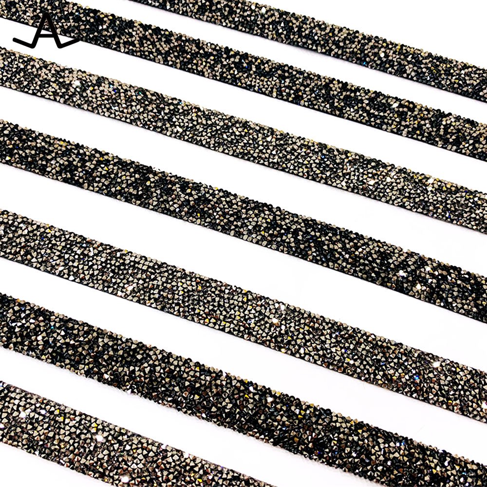 AILUN custom rhinestone trimming crystal fine rock ribbon for shoes garment hats 1.5cmX4cm