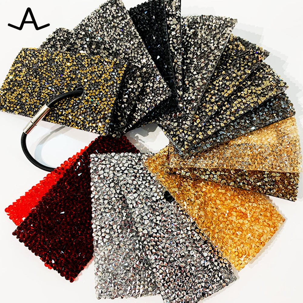AILUN custom rhinestone trimming crystal fine rock ribbon for shoes garment hats 1.5cmX4cm
