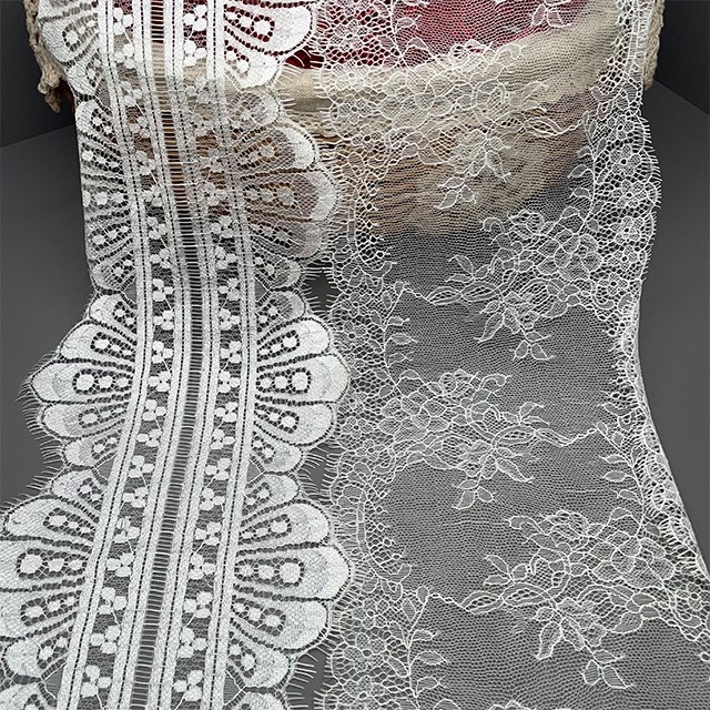 TUTON Guipure Bridal Width French 17.5/18.5 CM Eyelash Lace Trim For Dress