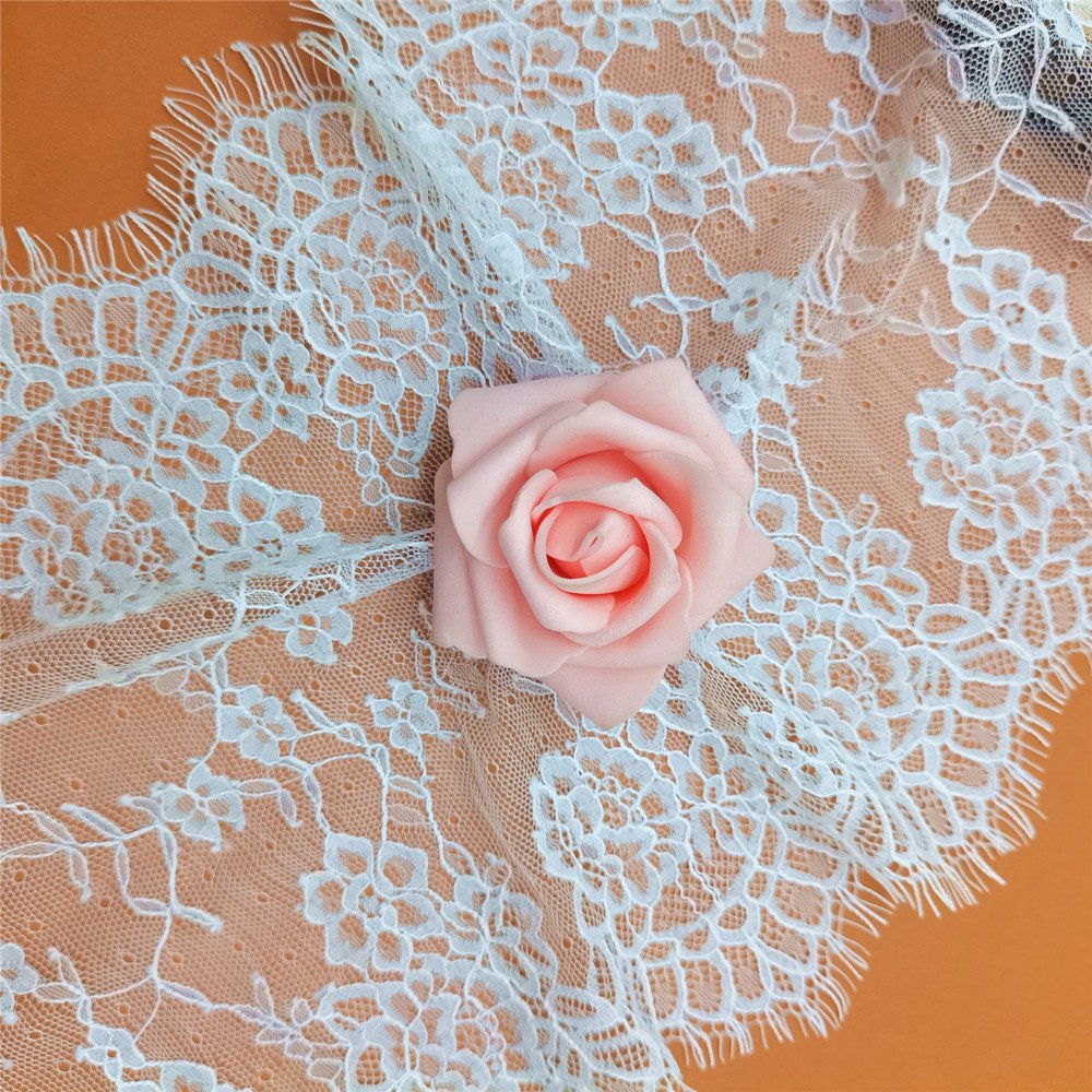Jacquard 3 Meters per Piece Nylon Eyelash Lace Trim Good Techniques Flower Embellished Fabric Wedding Lingerie Underwear