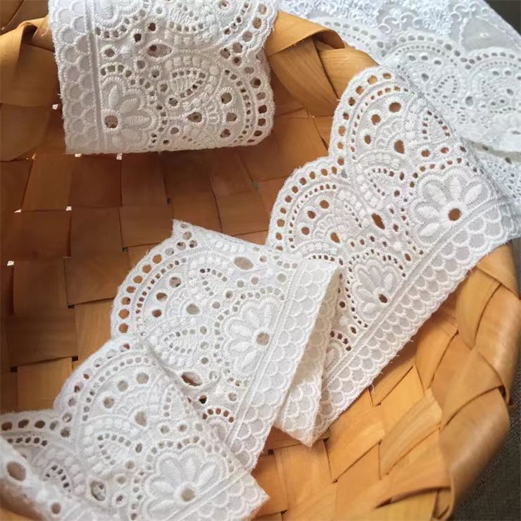 Hot selling 8cm wide white French decal fabric bridal dress accessories with decorative crafts sewing bride's wedding stickers