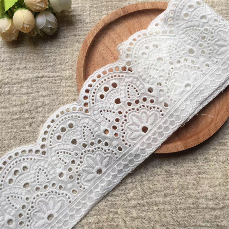 Hot selling 8cm wide white French decal fabric bridal dress accessories with decorative crafts sewing bride's wedding stickers
