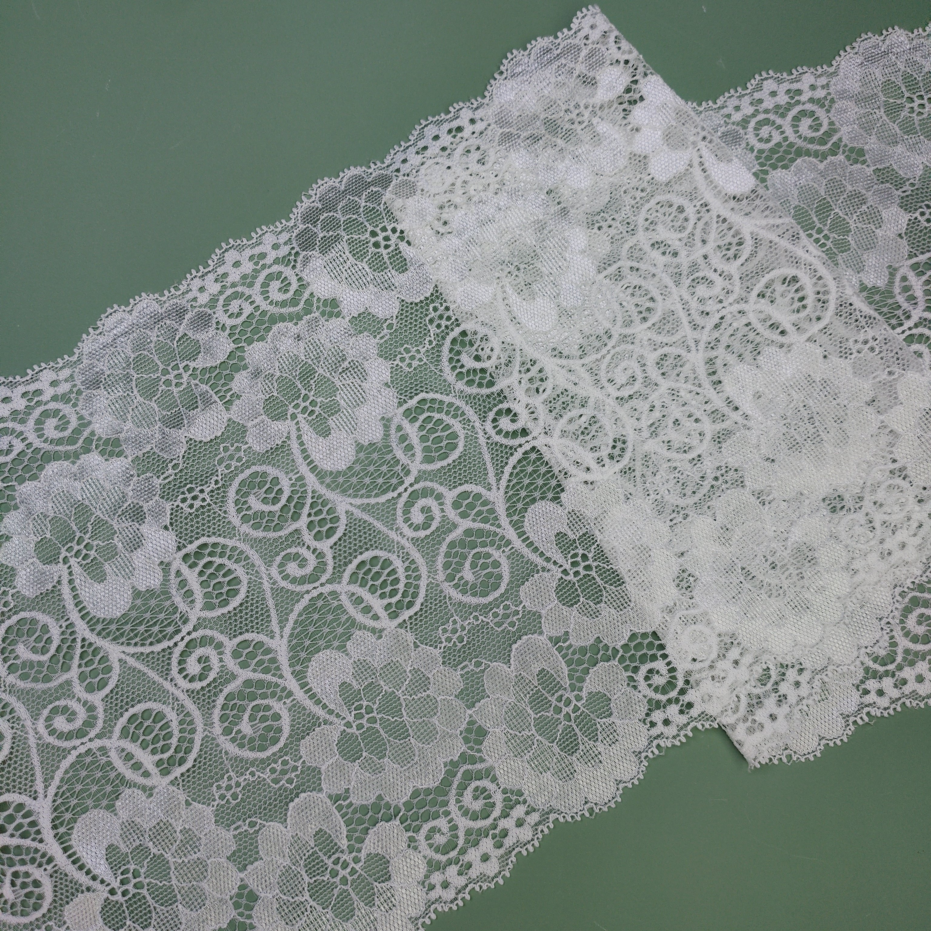 Hot Sale Bridal Stretch Tulle Border Lace Trimming Wide Knitted Nylon Elastic Lace Edge