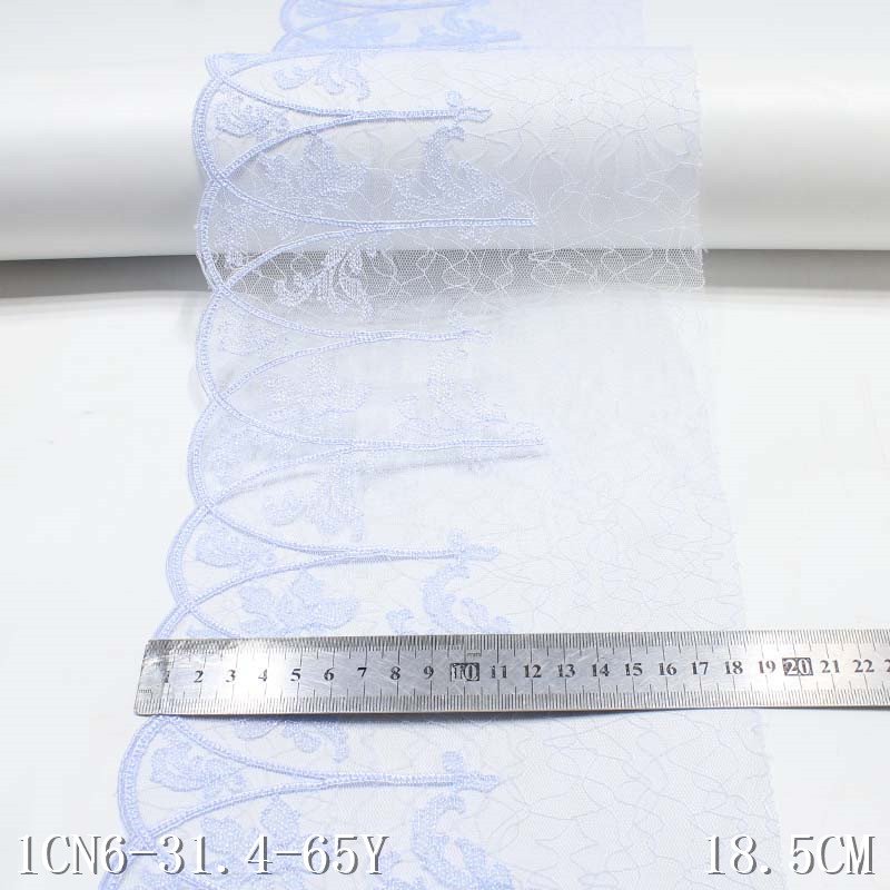 Light Blue Floral Embroidery Lace Trim for Clothes Sewing Material Lingerie Fabric 18cm Border Lace