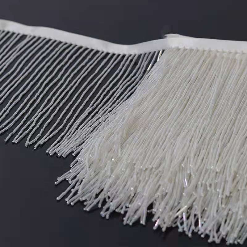 15cm 20cm 40cm silver gold red green blue beaded stone bugle fringe lace trimming for dance dress curtain garment