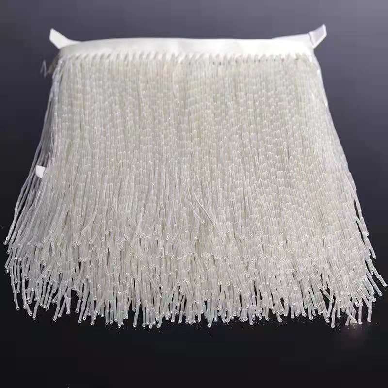 15cm 20cm 40cm silver gold red green blue beaded stone bugle fringe lace trimming for dance dress curtain garment