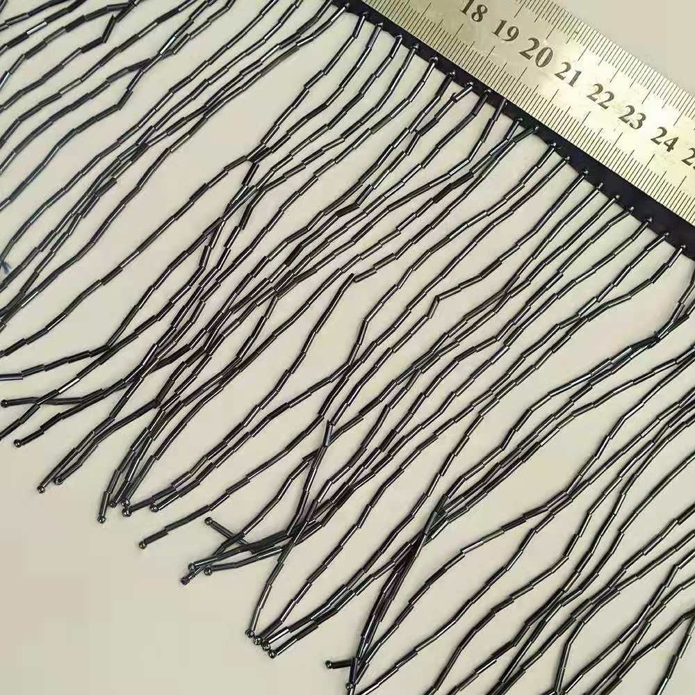 15cm 20cm 40cm silver gold red green blue beaded stone bugle fringe lace trimming for dance dress curtain garment
