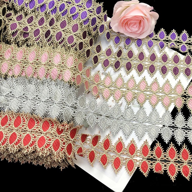 DIY costume upholstery polyester ribbon trimming embroidery border edge webbing clothes sewing textile ethnic gold lace trims
