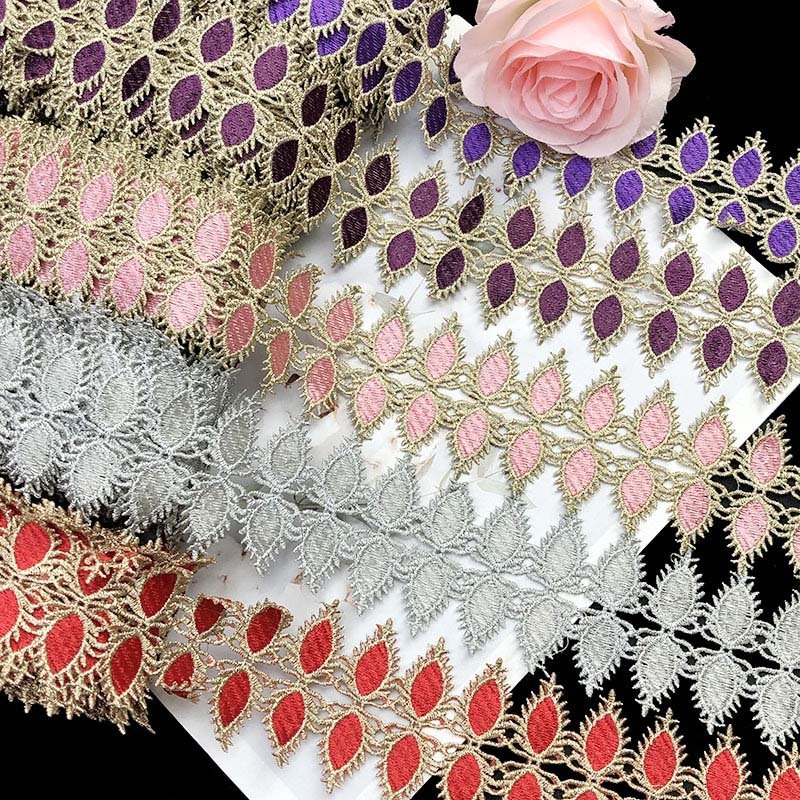 DIY costume upholstery polyester ribbon trimming embroidery border edge webbing clothes sewing textile ethnic gold lace trims