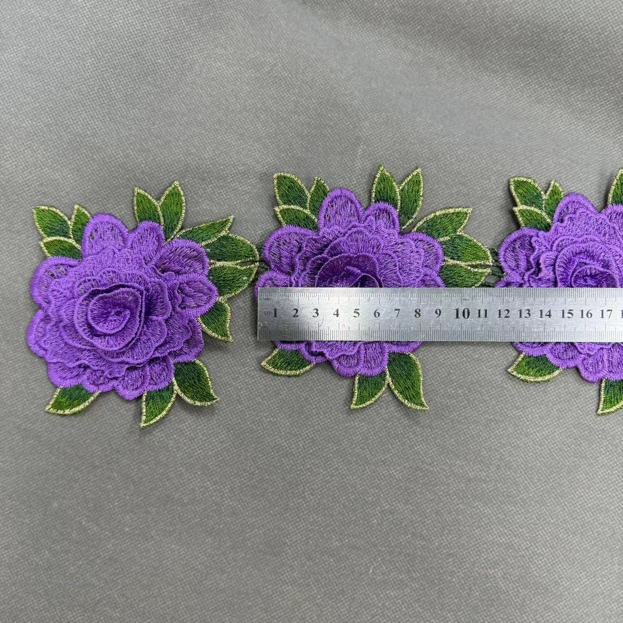 ZSY 3D Rose Flower Lace Applique Trimming Sewing Bridal Wedding Trims Motif Embroidery Lace Border Trimming