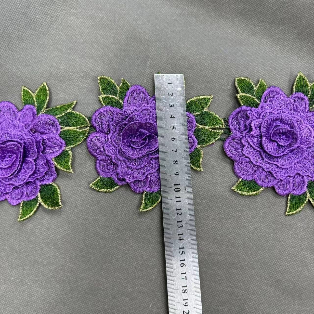ZSY 3D Rose Flower Lace Applique Trimming Sewing Bridal Wedding Trims Motif Embroidery Lace Border Trimming