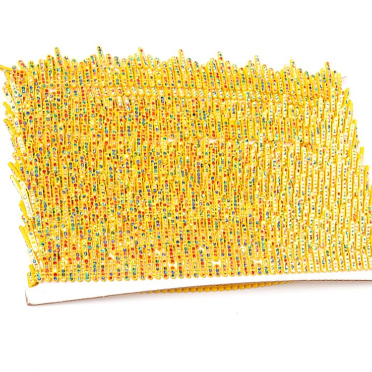 Trim Chain Yellow Pastics Inlays Fashionable a Row Rod-like Polychrome Hotfix Crystal Ss3.5 Rhinestone Customized Shoes Trim
