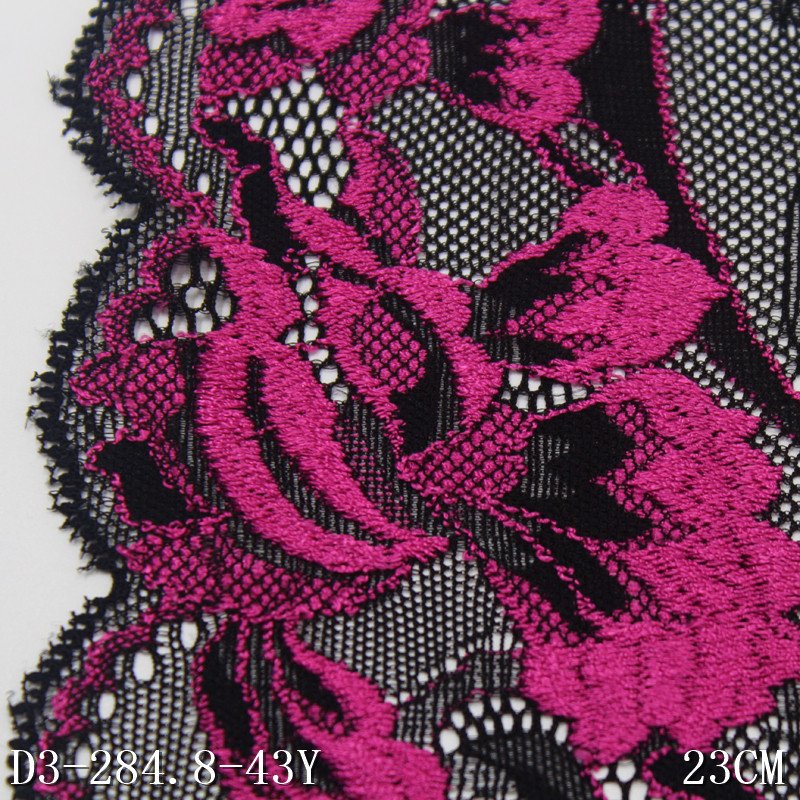 High Quality Nylon Spandex Black Tulle Lace Trim Classical Flower Elastic Lace Dress Lingerie Decoration