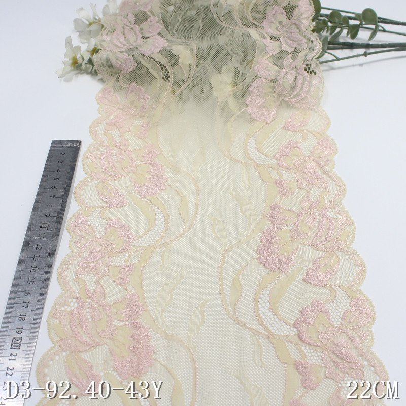 High Quality Nylon Spandex Black Tulle Lace Trim Classical Flower Elastic Lace Dress Lingerie Decoration
