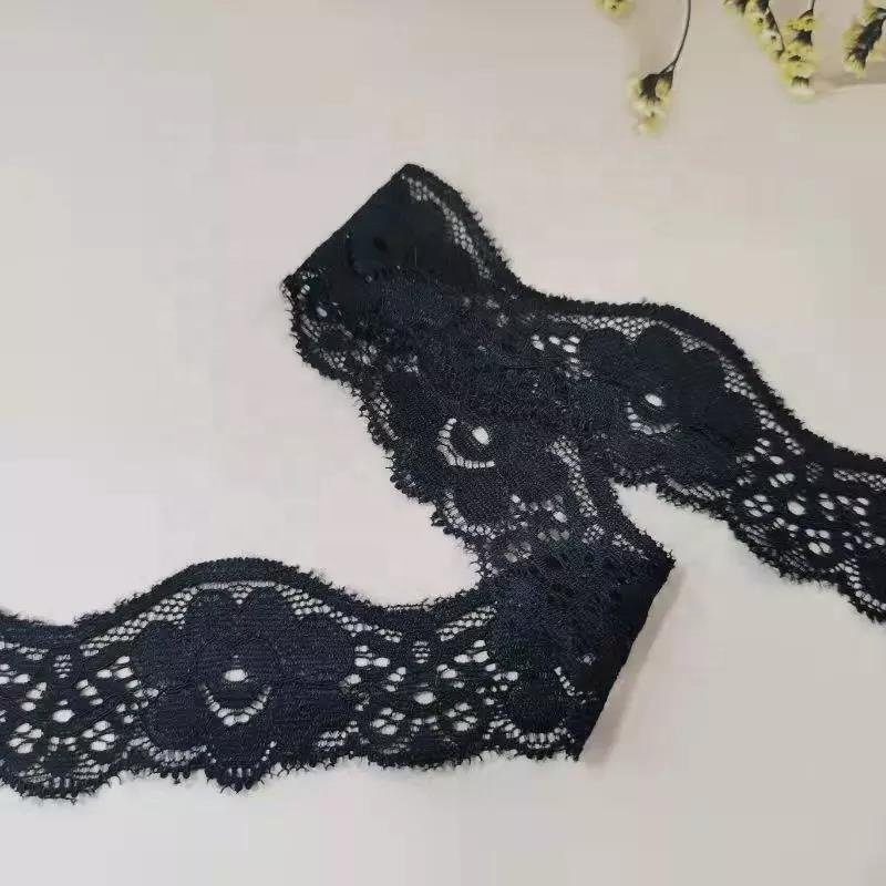 High Quality White and Black Width 3.6cm Spandex New High Quality Elastic Lace Trim for Pajamas Underwear Wedding Dresses