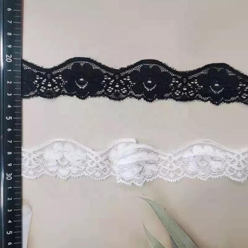 High Quality White and Black Width 3.6cm Spandex New High Quality Elastic Lace Trim for Pajamas Underwear Wedding Dresses