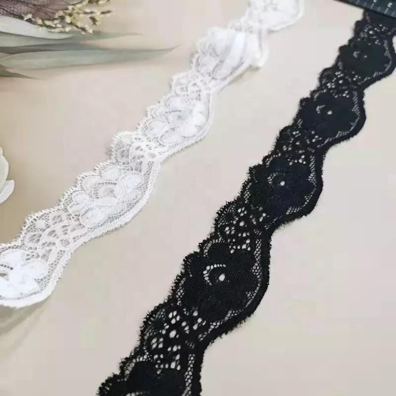 High Quality White and Black Width 3.6cm Spandex New High Quality Elastic Lace Trim for Pajamas Underwear Wedding Dresses